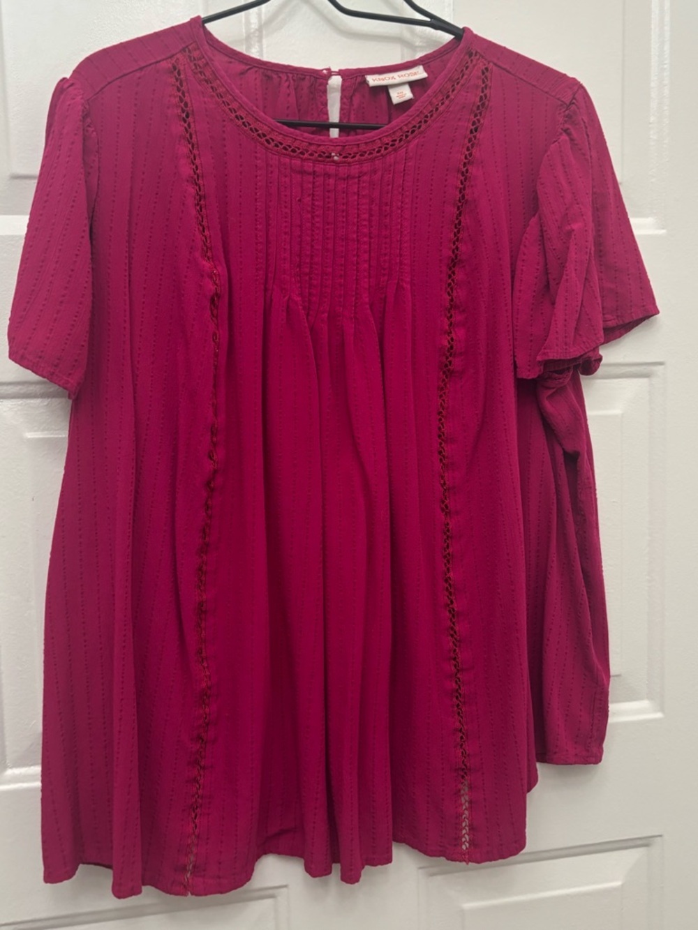 Knox Rose Fuchsia Short-Sleeve Pintuck Peasant Blouse